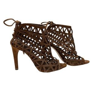 Zara Tan Suede Lace Up Heels